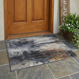 3' X 5' Charcoal And Gray Abstract Washable Indoor Outdoor Area Rug