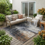 5' X 8' Charcoal And Gray Abstract Washable Indoor Outdoor Area Rug