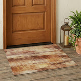 3' X 5' Orange And Peach Abstract Washable Indoor Outdoor Area Rug