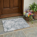 3' X 5' Silver And Gray Floral Washable Indoor Outdoor Area Rug