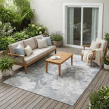 5' X 8' Silver And Gray Floral Washable Indoor Outdoor Area Rug
