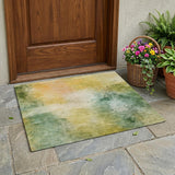 3' X 5' Green And Gold Abstract Washable Indoor Outdoor Area Rug