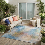 5' X 8' Blue And Beige Abstract Washable Indoor Outdoor Area Rug