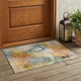 3' X 5' Copper And Orange Abstract Washable Indoor Outdoor Area Rug