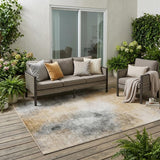 5' X 8' Gray And Beige Abstract Washable Indoor Outdoor Area Rug