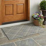 3' X 5' Beige And Brown Plaid Washable Indoor Outdoor Area Rug