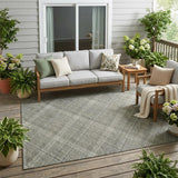 5' X 8' Beige And Brown Plaid Washable Indoor Outdoor Area Rug