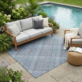 5' X 8' Blue And Denim Blue Plaid Washable Indoor Outdoor Area Rug