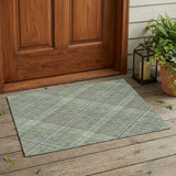 3' X 5' Green And Beige Plaid Washable Indoor Outdoor Area Rug