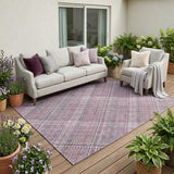 5' X 8' Pink And Blush Plaid Washable Indoor Outdoor Area Rug