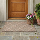 3' X 5' Orange And Beige Plaid Washable Indoor Outdoor Area Rug