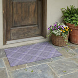 3' X 5' Purple And Lavender Plaid Washable Indoor Outdoor Area Rug