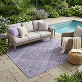 5' X 8' Purple And Lavender Plaid Washable Indoor Outdoor Area Rug