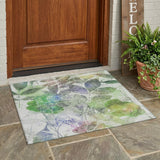 3' X 5' Green And Ivory Botanical Leaves Washable Indoor Outdoor Area Rug