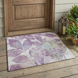 3' X 5' Lavender And Purple Botanical Leaves Washable Indoor Outdoor Area Rug
