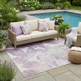 5' X 8' Lavender And Purple Botanical Leaves Washable Indoor Outdoor Area Rug