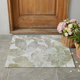 3' X 5' Taupe And Brown Botanical Leaves Washable Indoor Outdoor Area Rug