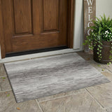 3' X 5' Taupe And Brown Striped Washable Indoor Outdoor Area Rug