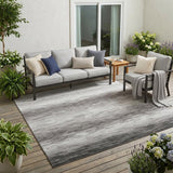 5' X 8' Taupe And Brown Striped Washable Indoor Outdoor Area Rug