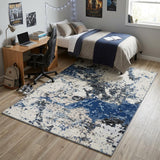 5' X 7' Blue Black Beige And Ivory Abstract Area Rug