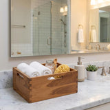 13" Brown Solid Wood Bathroom Storage Furniture Set