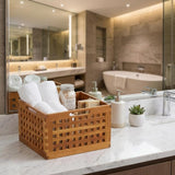 13" Brown Solid Wood Bathroom Storage Furniture Set