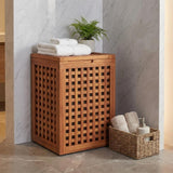 14" Brown Solid Wood Bathroom Storage Furniture Set
