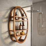 5" Brown Solid Wood Bathroom Storage Furniture Set
