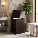 14" Brown Solid Wood Bathroom Storage Furniture Set