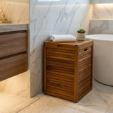 18" Brown Solid Wood Bathroom Storage Furniture Set