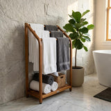 11" Brown Solid Wood Bathroom Storage Furniture Set