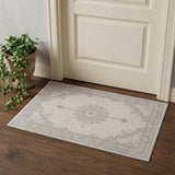 2' X 3' Gray And Cream Medallion Area Rug