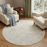 6' Beige And Ivory Abstract Round Rug