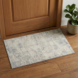 2' X 3' Ivory And Blue Abstract Area Rug