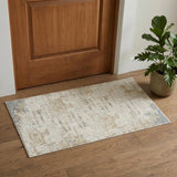 2' X 4' Beige And Blue Abstract Area Rug