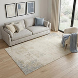 5' X 8' Beige And Blue Abstract Area Rug