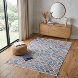 4' X 6' Blue And Gray Trellis Hand Woven Area Rug