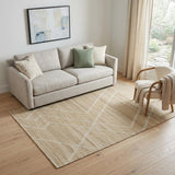 5' X 8' Ivory And Beige Jute Abstract Hand Woven Area Rug