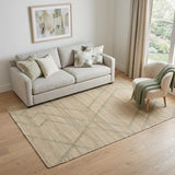 5' X 8' Green And Beige Jute Abstract Hand Woven Area Rug