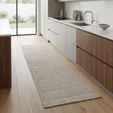 8' Ivory And Off White Wool Hand Knotted Runner Rug
