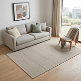5' X 8' Ivory And Off White Wool Hand Knotted Area Rug