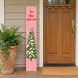 47" Pink And Green Solid Wood Christmas Christmas Tree Porch Sign