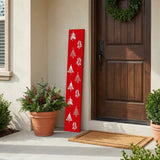 47" Red And White Solid Wood Christmas Christmas Trees Porch Sign