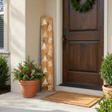 47" Tan And White Solid Wood Christmas Christmas Trees Porch Sign