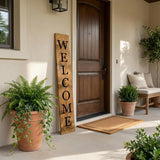 47" Black And Natural Solid Wood Welcome Porch Sign
