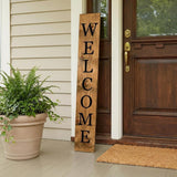 59" Black And Natural Solid Wood Welcome Porch Sign