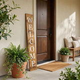 47" Natural And White Solid Wood Welcome Porch Sign