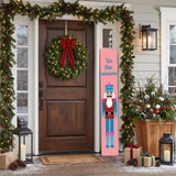 59" Blue And Pink Solid Wood Tis The Season Christmas Nutcracker Porch Sign