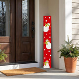 47" Red And White Solid Wood Snowman Porch Sign