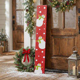 59" Red And White Solid Wood Snowman Porch Sign